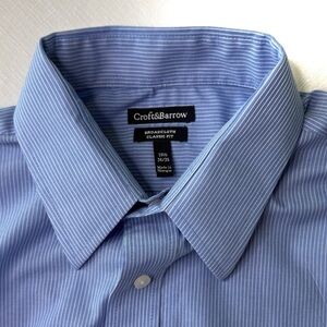 Croft & Barrow Dress Shirt Light Blue White Stripe Men's Sz 15-1/2 34 / 35